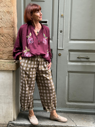 Pantalon ROMANO carreaux kaki