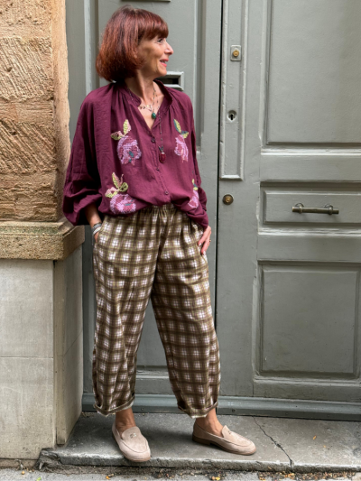 Pantalon ROMANO carreaux kaki