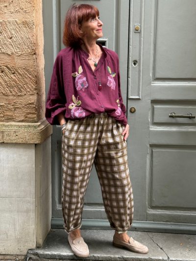 Pantalon ROMANO carreaux kaki