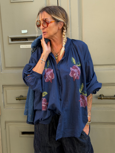 Chemise JOHANA brodée marine