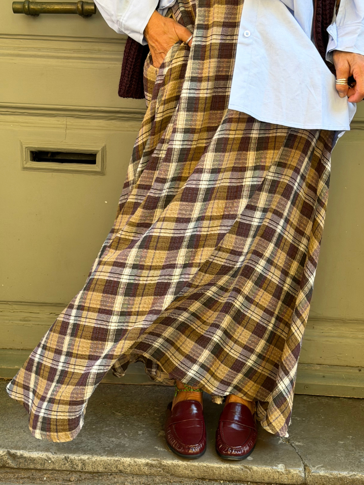 Jupe MAE violet à carreaux