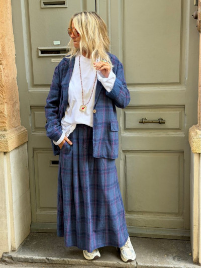 Jupe YANNIS à carreaux bleu