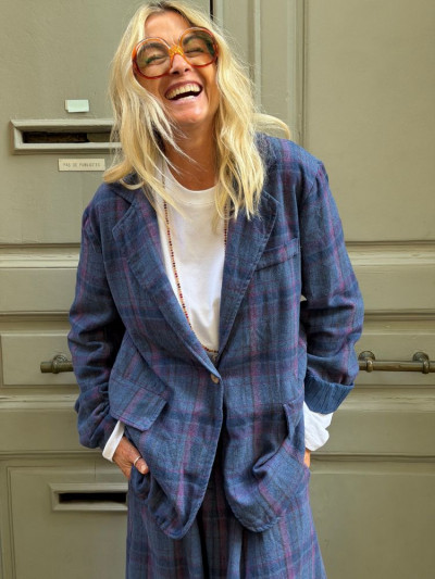 Blazer GAIA à carreaux bleu