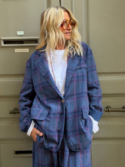 Blazer GAIA à carreaux bleu