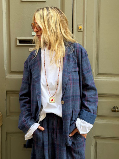 Blazer GAIA à carreaux bleu