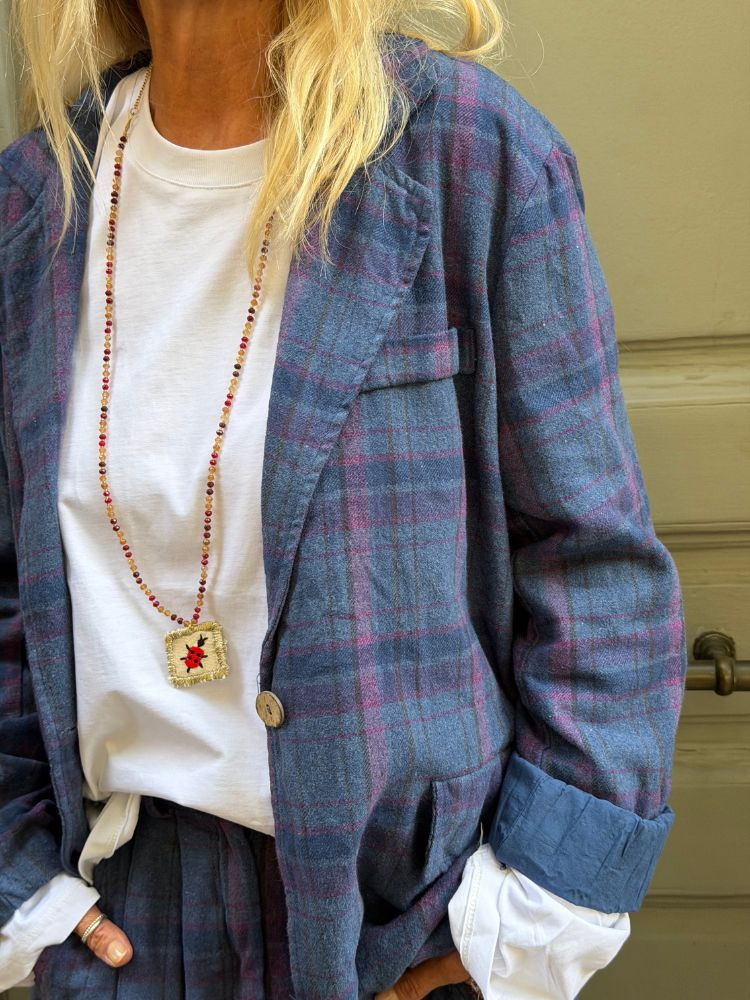 Blazer GAIA à carreaux bleu