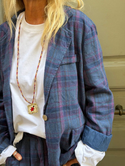 Blazer GAIA à carreaux bleu