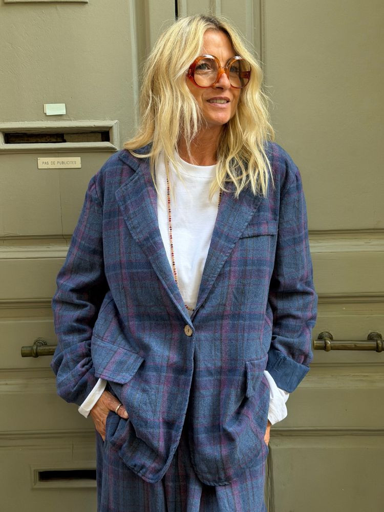 Blazer GAIA à carreaux bleu