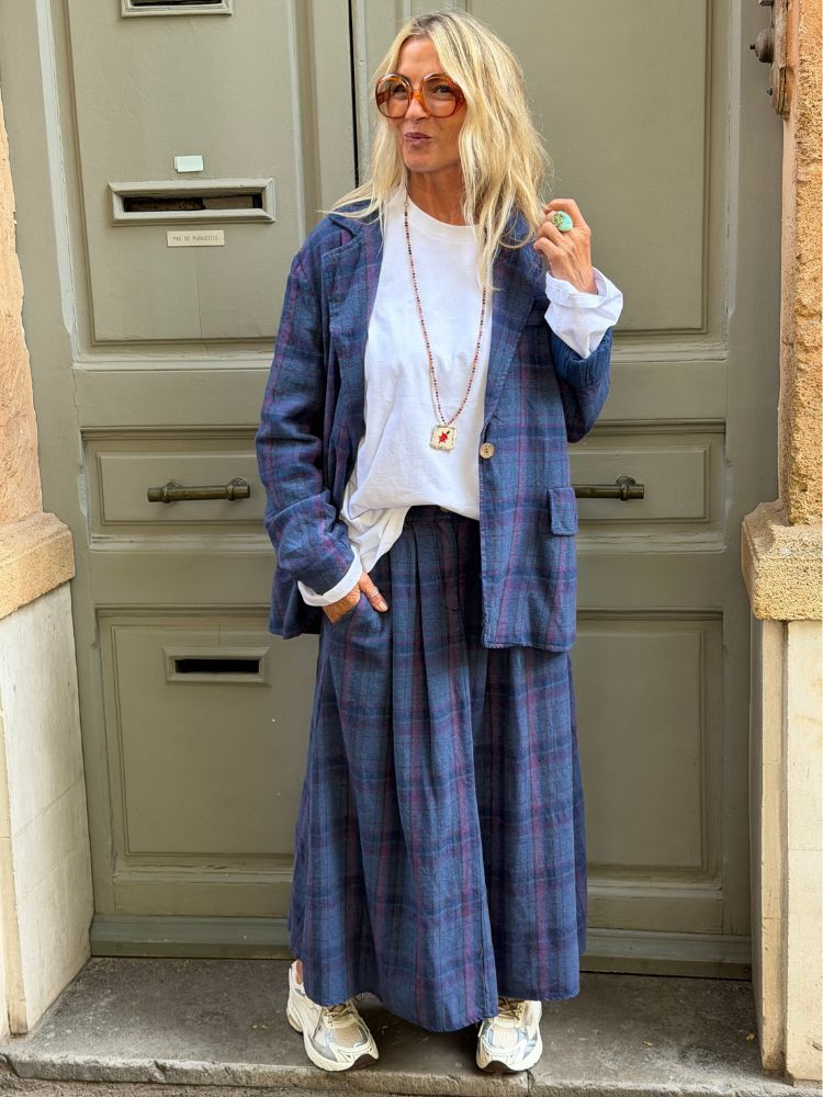 Blazer GAIA à carreaux bleu