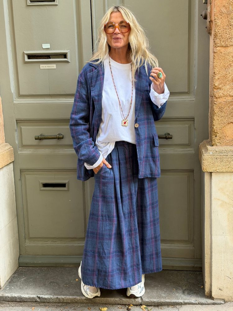Blazer GAIA à carreaux bleu