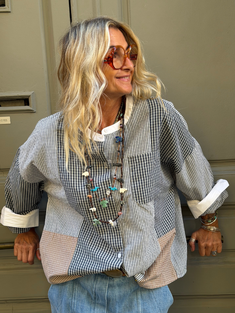 Chemise MILOU carreaux marine