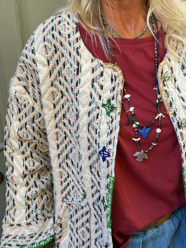 Kimono CLARIS blanc & bleu