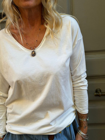 T-shirt CUTIE blanc manches longues