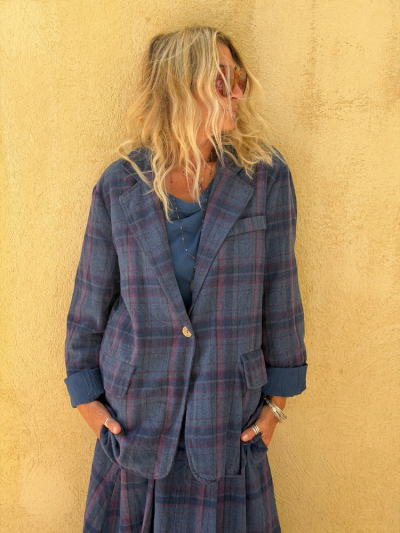 Blazer GAIA à carreaux bleu