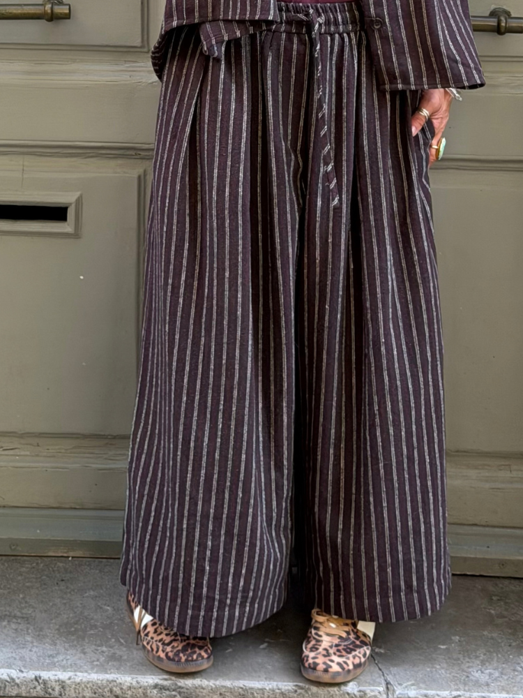 Pantalon THEO marron rayé