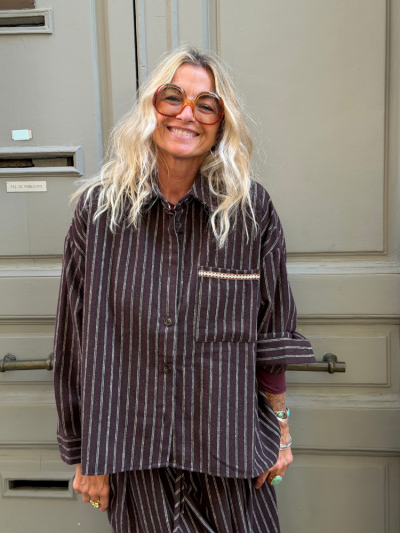 Veste THEA marron rayé