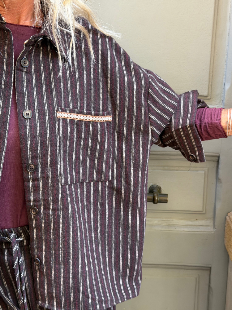 Veste THEA marron rayé