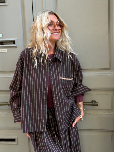 Veste THEA marron rayé