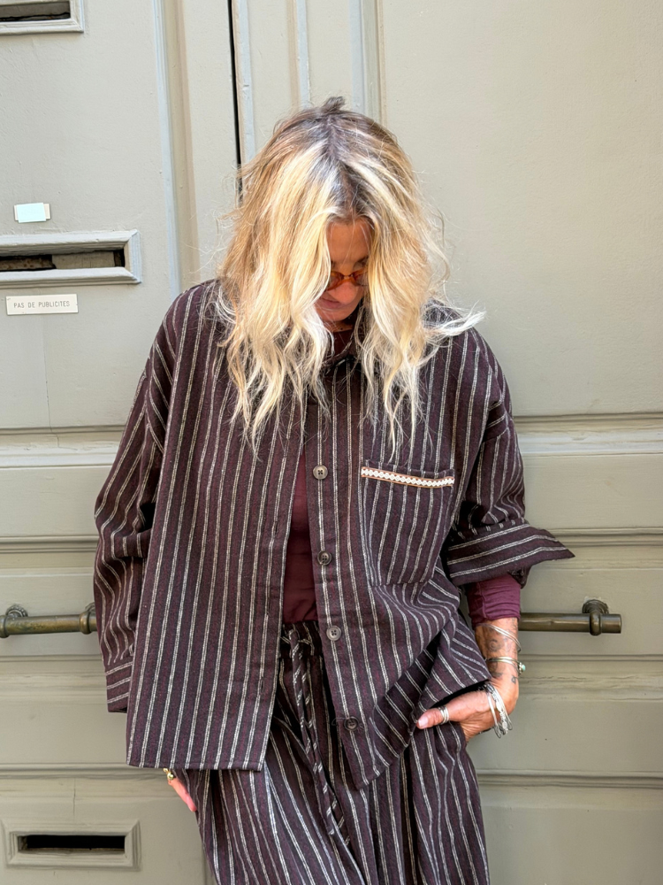 Veste THEA marron rayé
