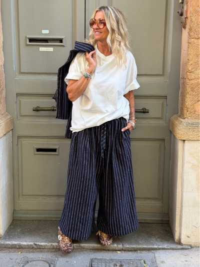 Pantalon THEO marine rayé