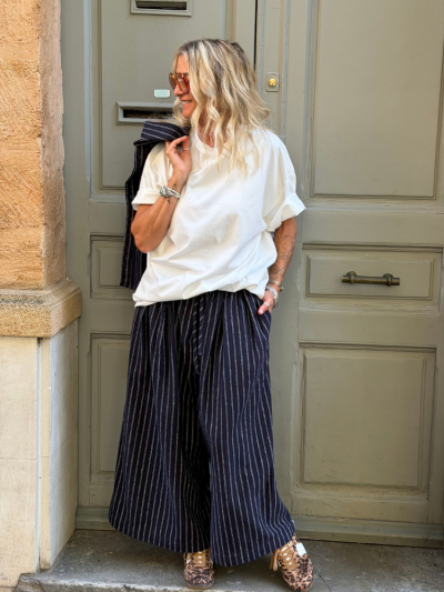 Pantalon THEO marine rayé