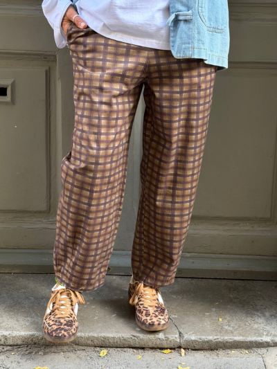 Pantalon JESSY choco à carreaux