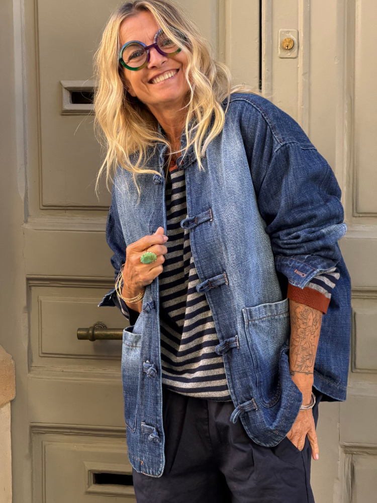 Pull LUCIA marinière marine & gris