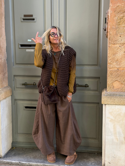 Pantalon SAONA camel à carreaux