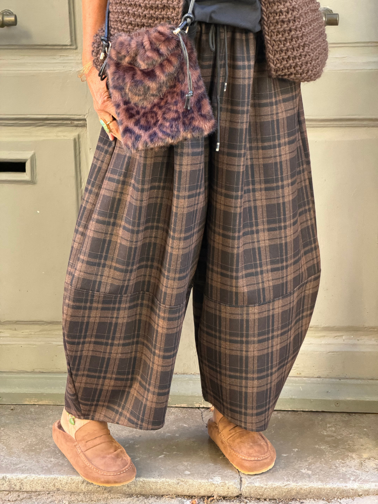 Pantalon CARMEN choco à carreaux