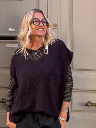Pull DINA sans manches choco