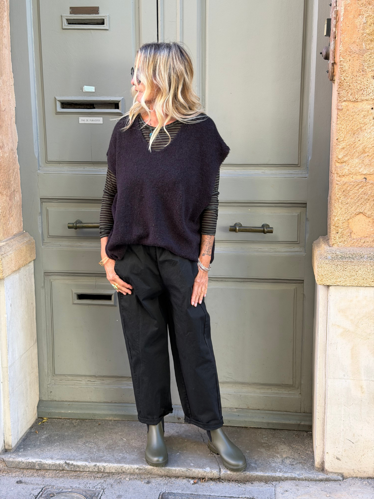 Pull DINA sans manches choco