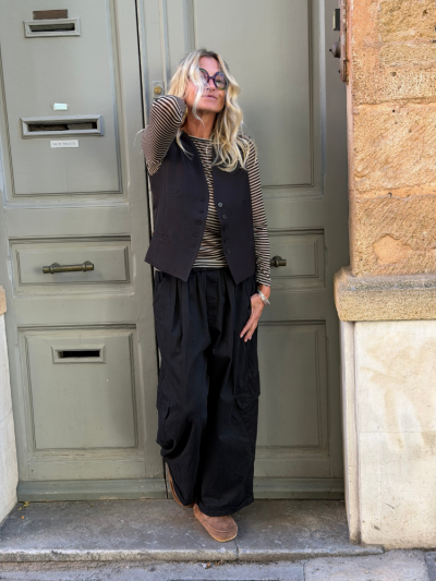 Top ELIO à rayures beige