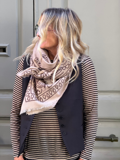 Top ELIO à rayures beige