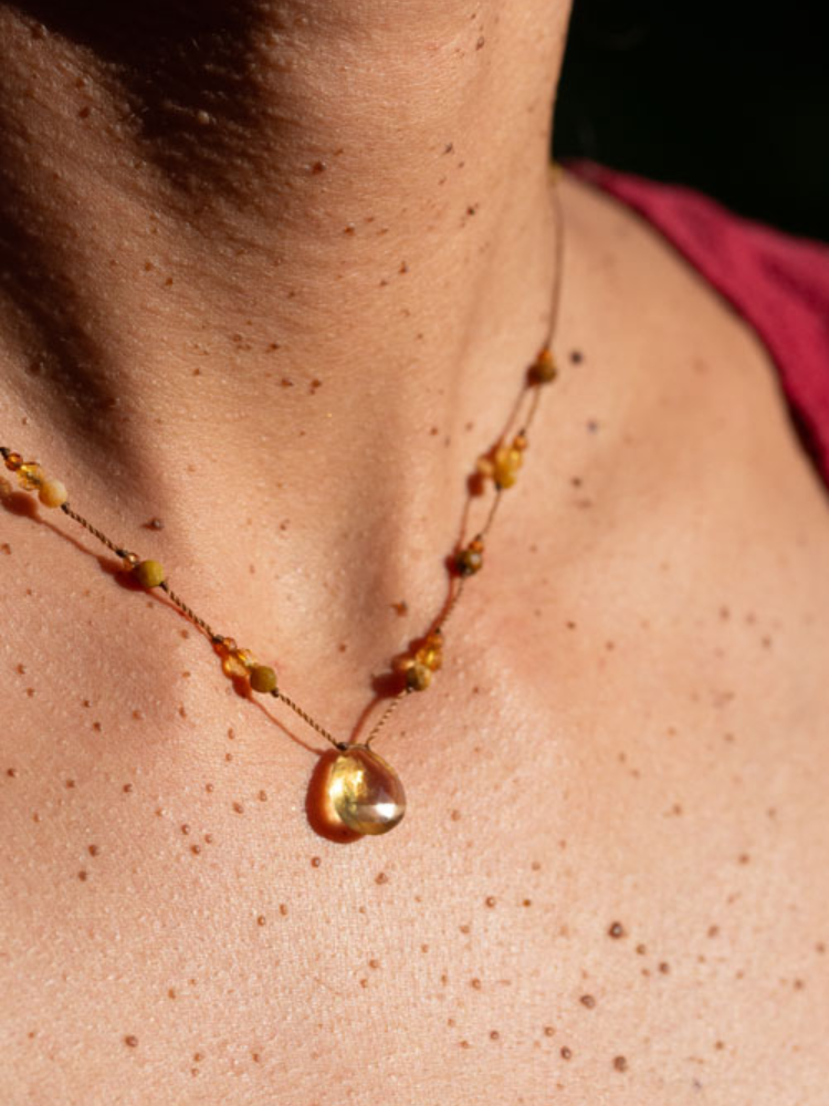 Collier DROP quartz miel